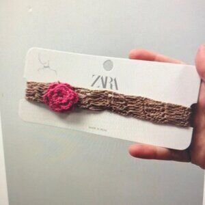 Zara Kids Brown Headband with Pink Flower